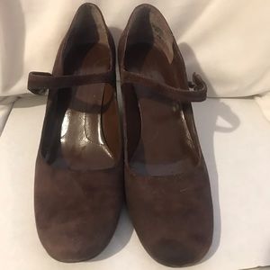 Bandolino, Brown Suede Mary Jane Wedge Heels